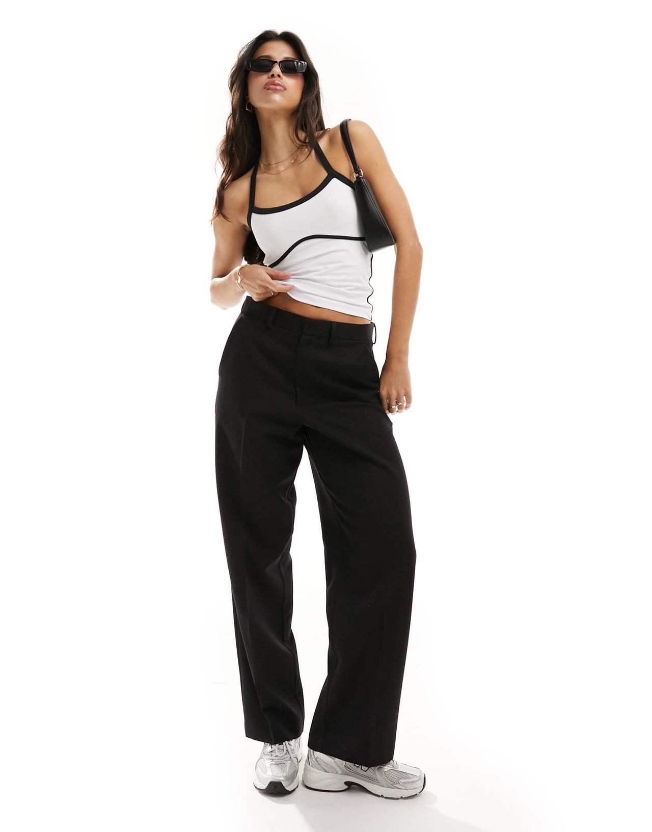 ASOS DESIGN contrast seam halter top in black - ASOS Sample Sale EU Store