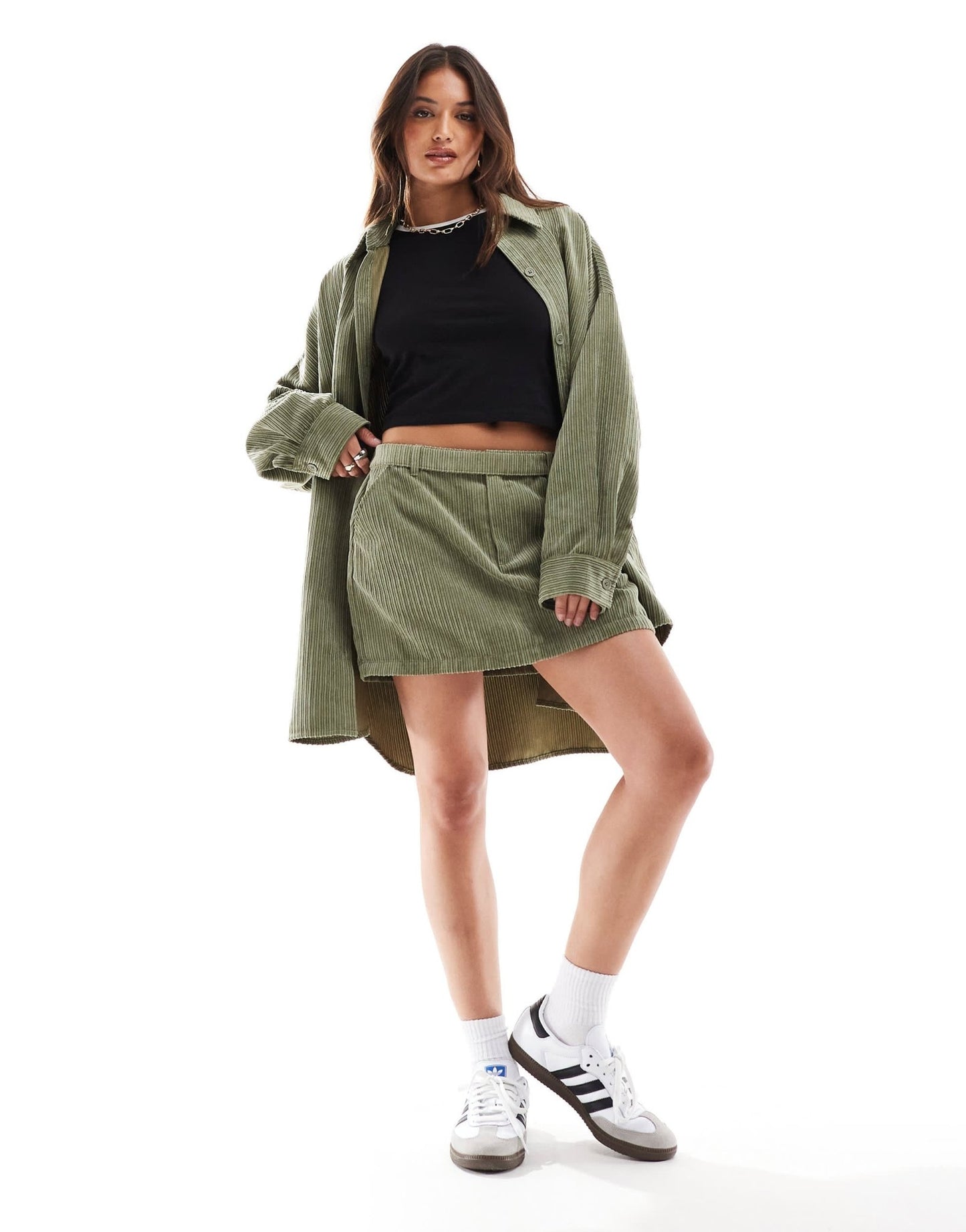 ASOS DESIGN cord belted micro mini skirt co - ord in olive - ASOS Sample Sale EU Store