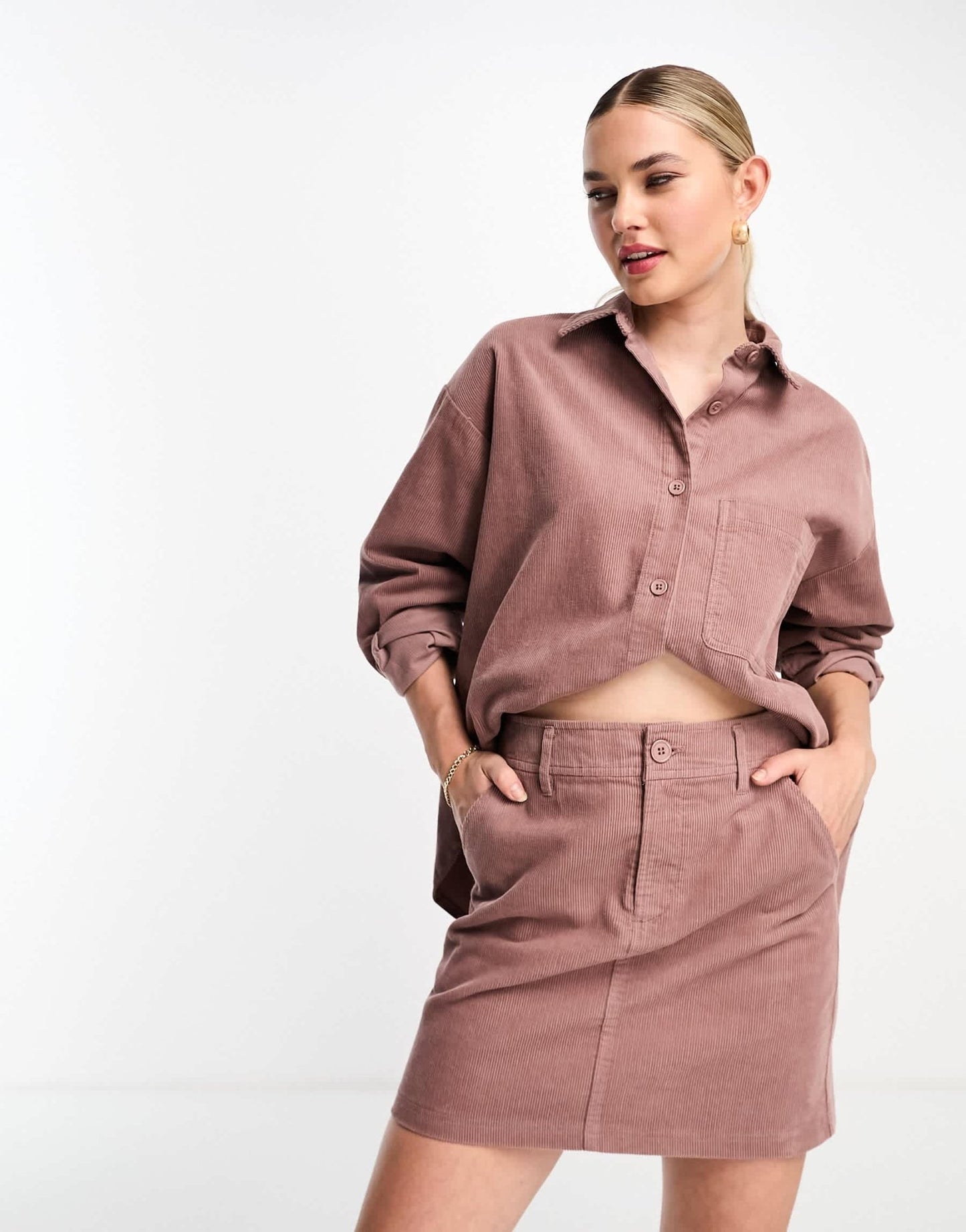 ASOS DESIGN cord pocket a - line mini skirt in mink - ASOS Sample Sale EU Store