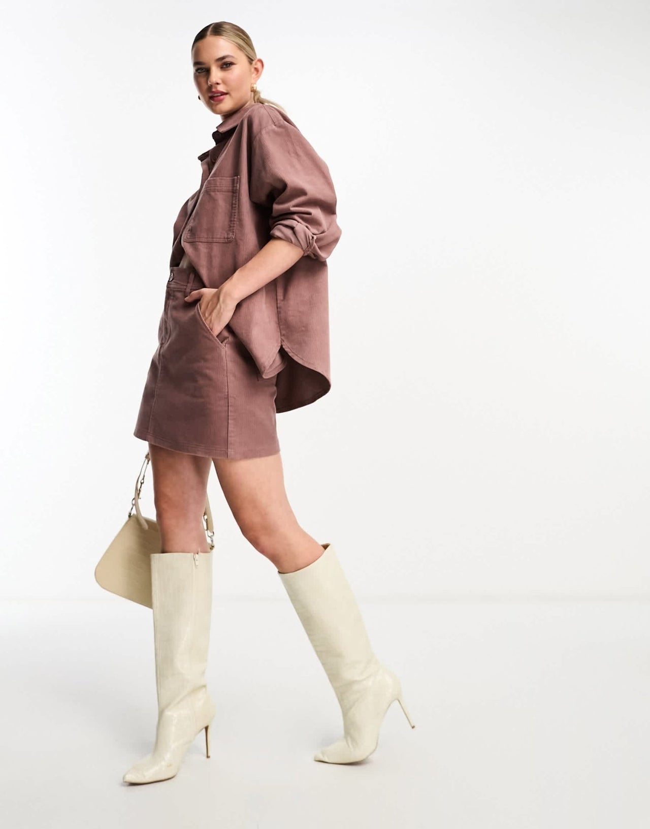ASOS DESIGN cord pocket a - line mini skirt in mink - ASOS Sample Sale EU Store
