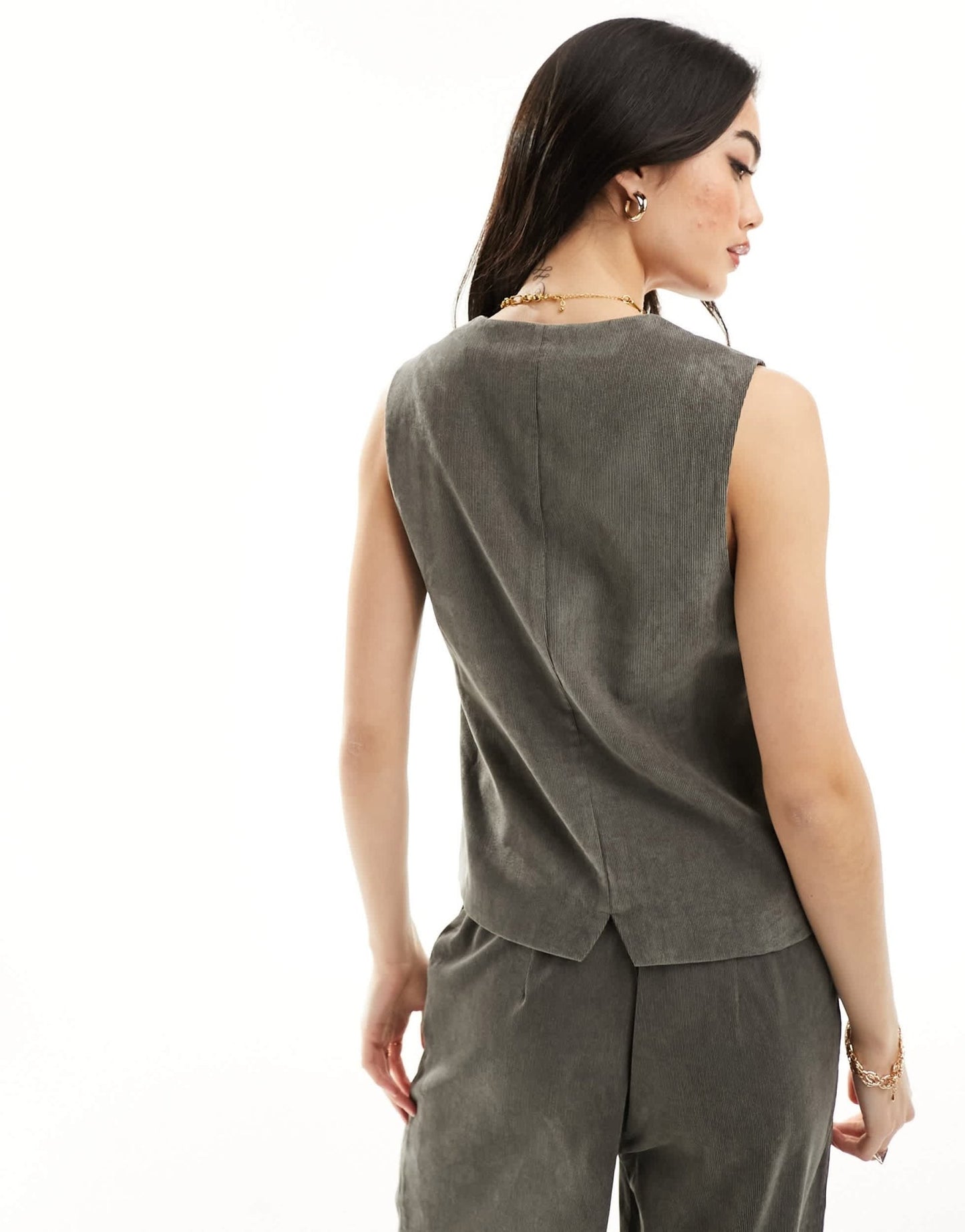 ASOS DESIGN cord waistcoat in khaki co - ord - ASOS Sample Sale EU Store