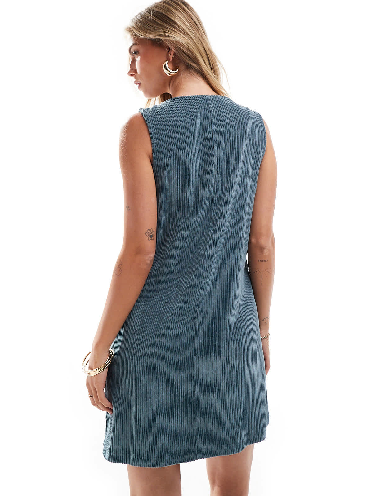 ASOS DESIGN cord zip through mini dress in slate blue - ASOS Sample Sale EU Store