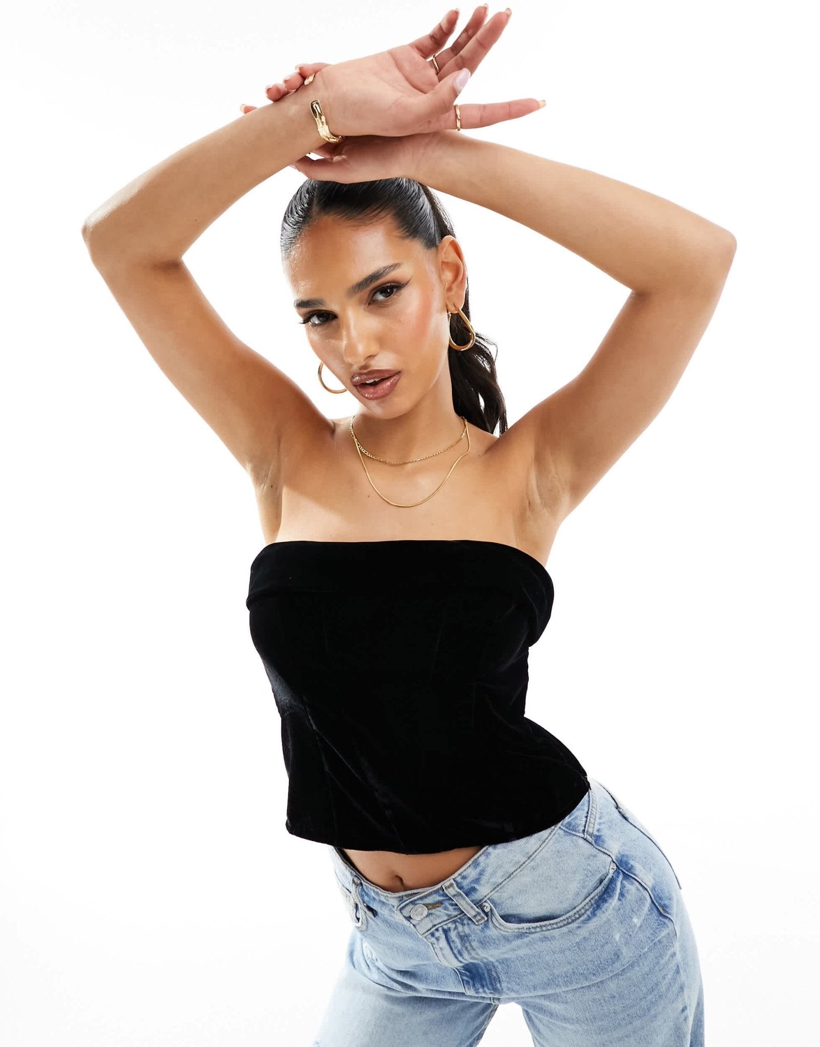 ASOS DESIGN corset bandeau in black velvet - ASOS Sample Sale EU Store