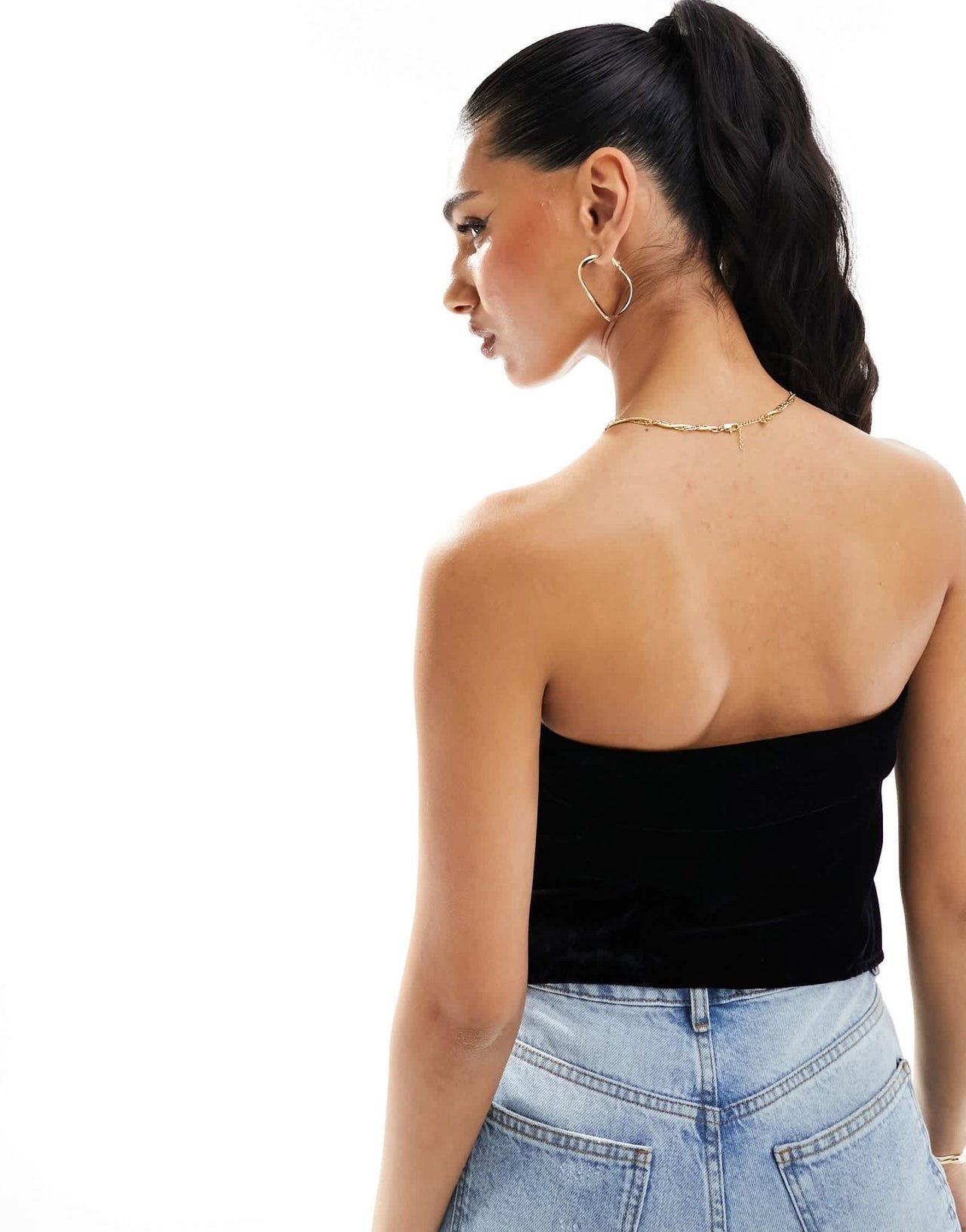 ASOS DESIGN corset bandeau in black velvet - ASOS Sample Sale EU Store