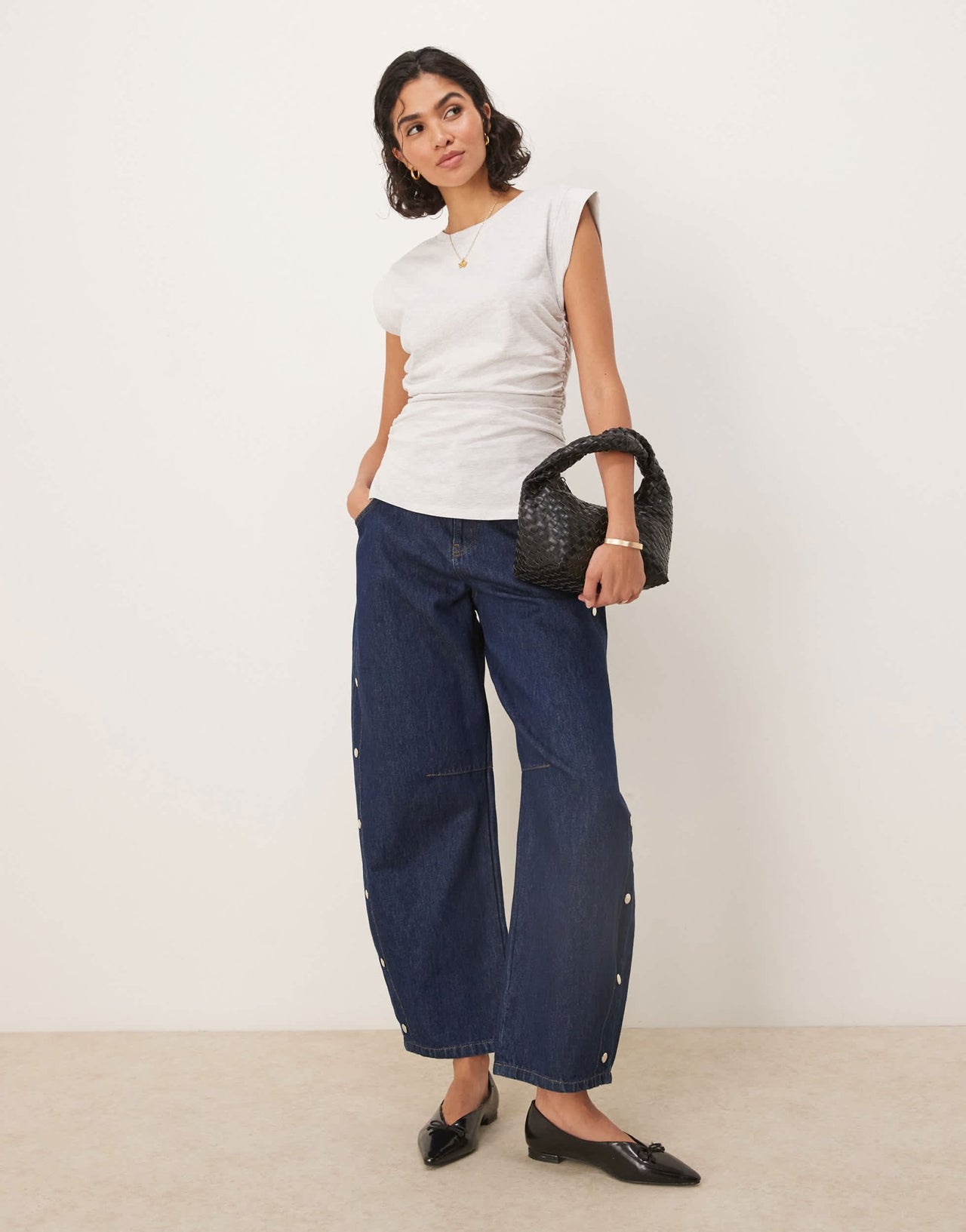 ASOS DESIGN corset waist sharp shoulder tank top ice marl - ASOS Sample Sale EU Store