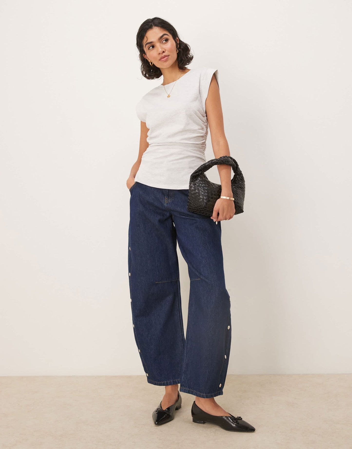 ASOS DESIGN corset waist sharp shoulder tank top ice marl - ASOS Sample Sale EU Store