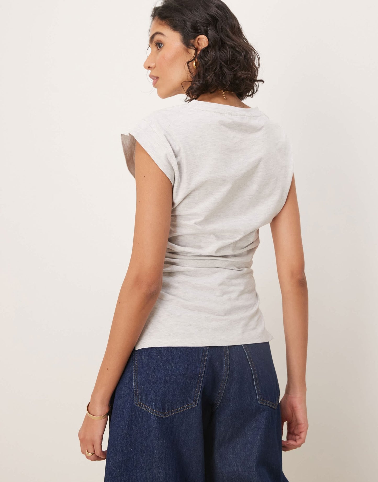 ASOS DESIGN corset waist sharp shoulder tank top ice marl - ASOS Sample Sale EU Store