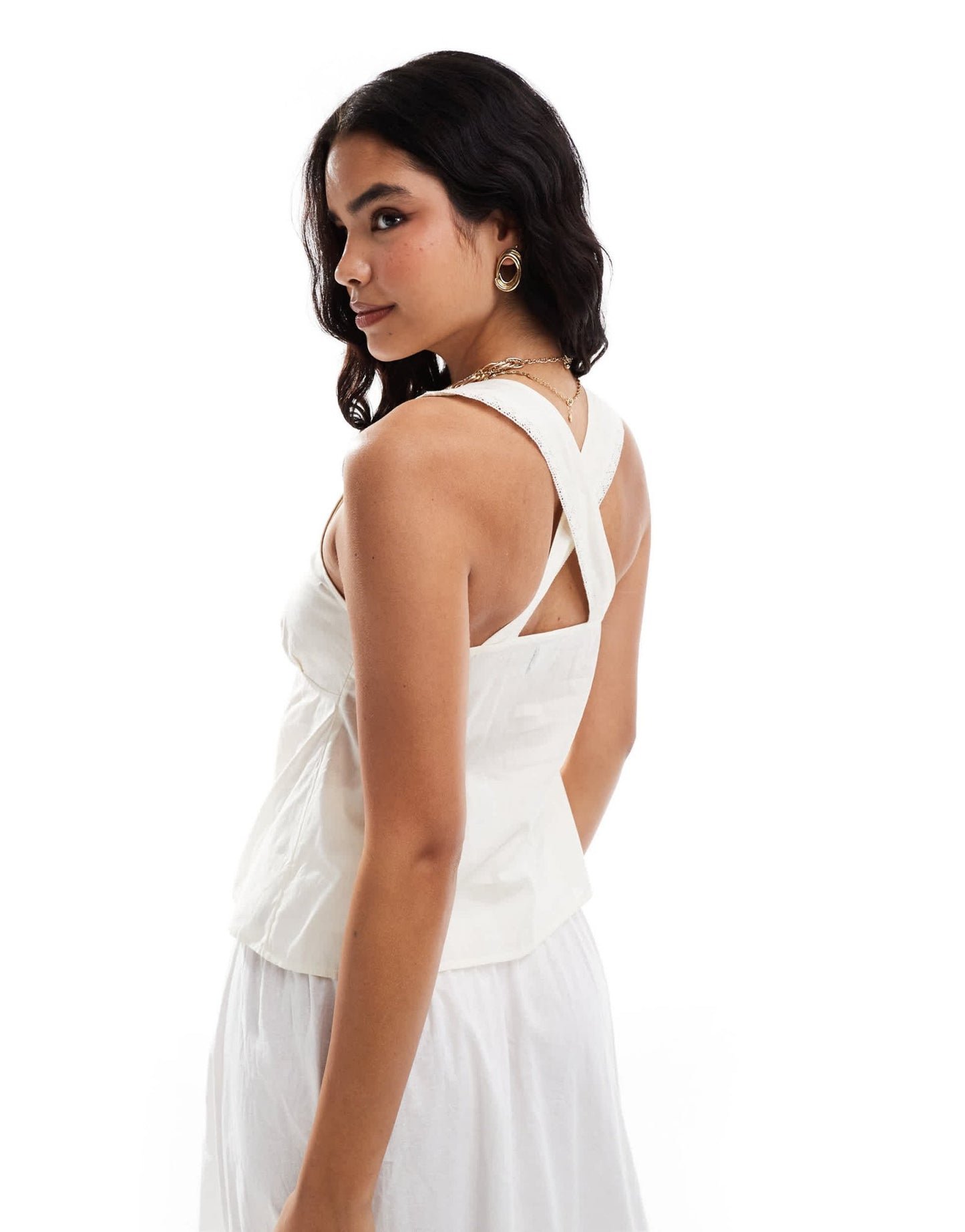 ASOS DESIGN cotton cami top with front ties in white - ASOS Sample Sale EU Store