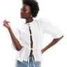 Camicia peplum in popeline di cotone ASOS DESIGN in avorio
