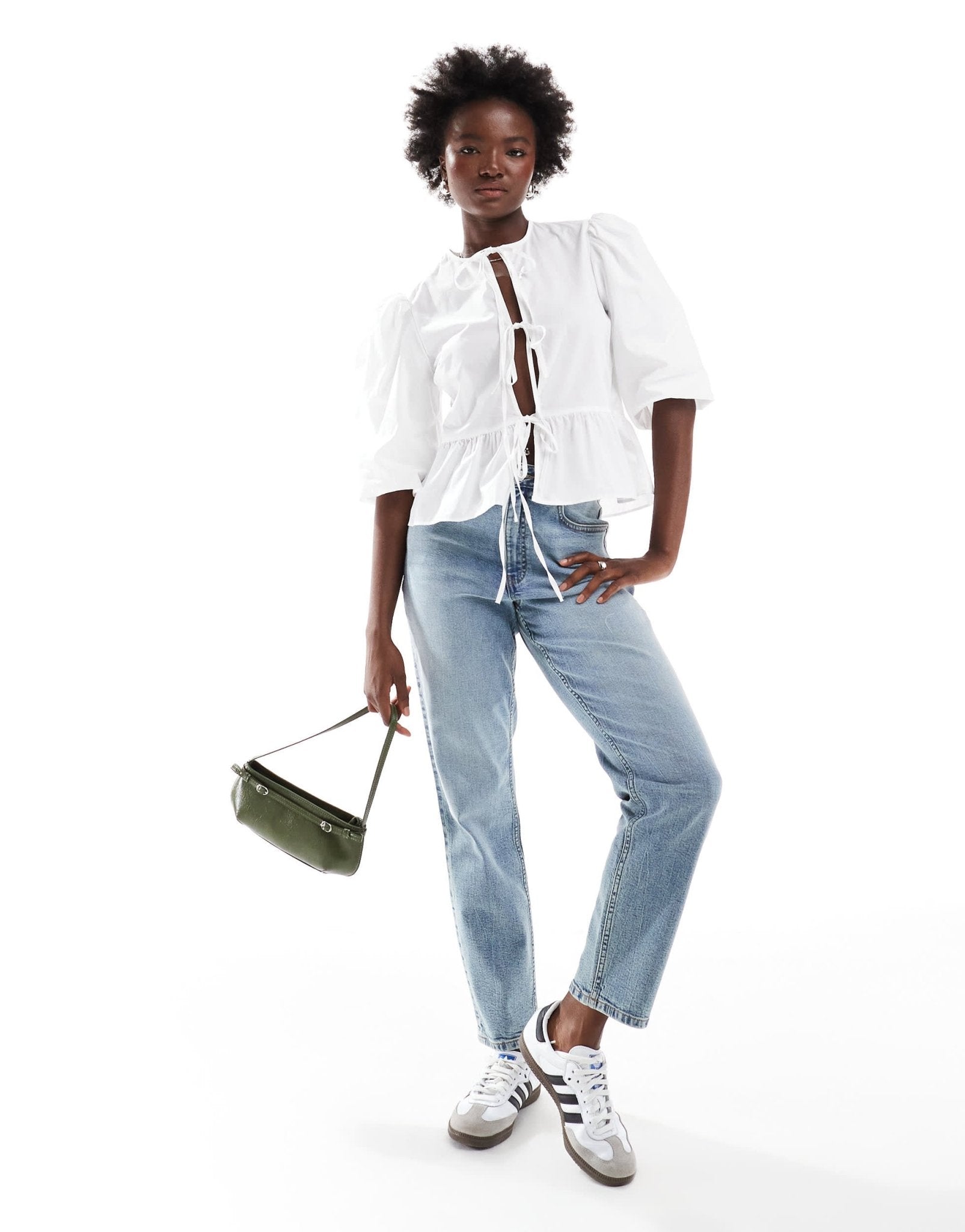 ASOS DESIGN cotton poplin peplum tie shirt in ivory - ASOS Sample Sale EU Store