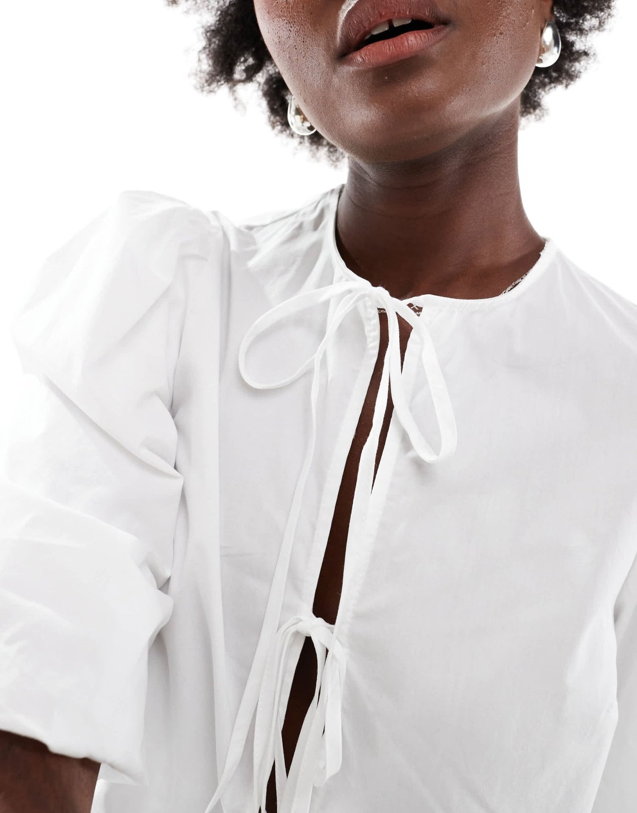 ASOS DESIGN cotton poplin peplum tie shirt in ivory - ASOS Sample Sale EU Store