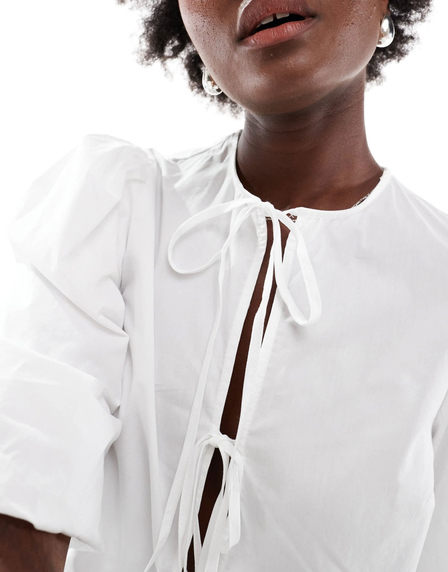 ASOS DESIGN cotton poplin peplum tie shirt in ivory - ASOS Sample Sale EU Store