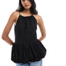 ASOS DESIGN cotton puff sleeve smock top in burgundy