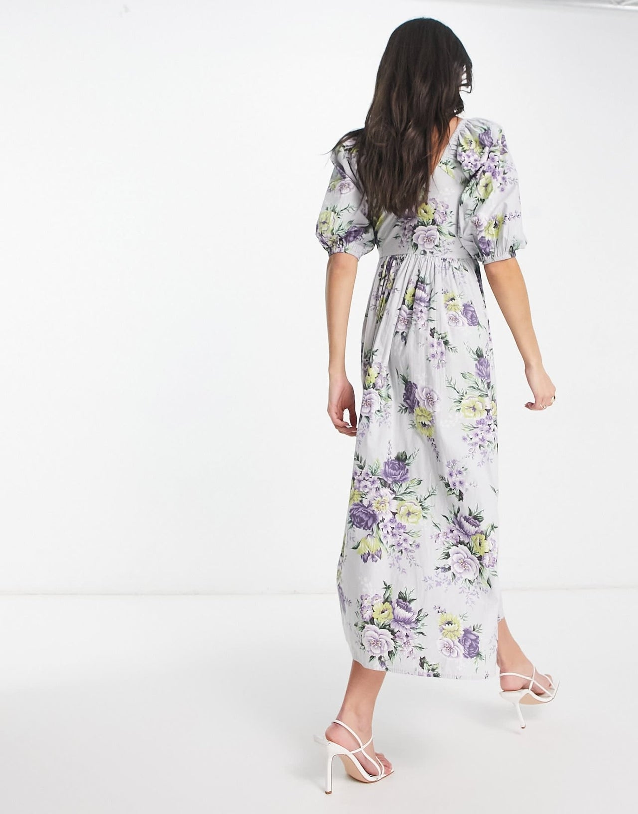 ASOS DESIGN cotton shirred corset midi dress in floral print - ASOS Sample Sale EU Store
