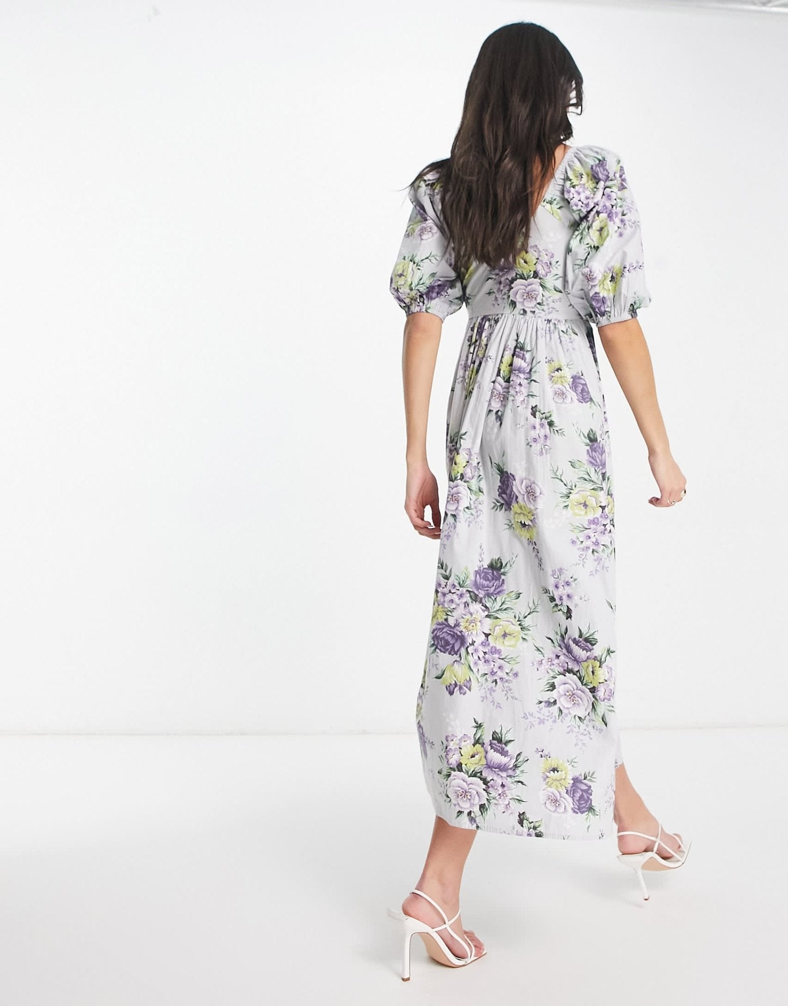 ASOS DESIGN cotton shirred corset midi dress in floral print - ASOS Sample Sale EU Store