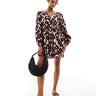 ASOS DESIGN cotton v-neck mini smock dress in leopard print