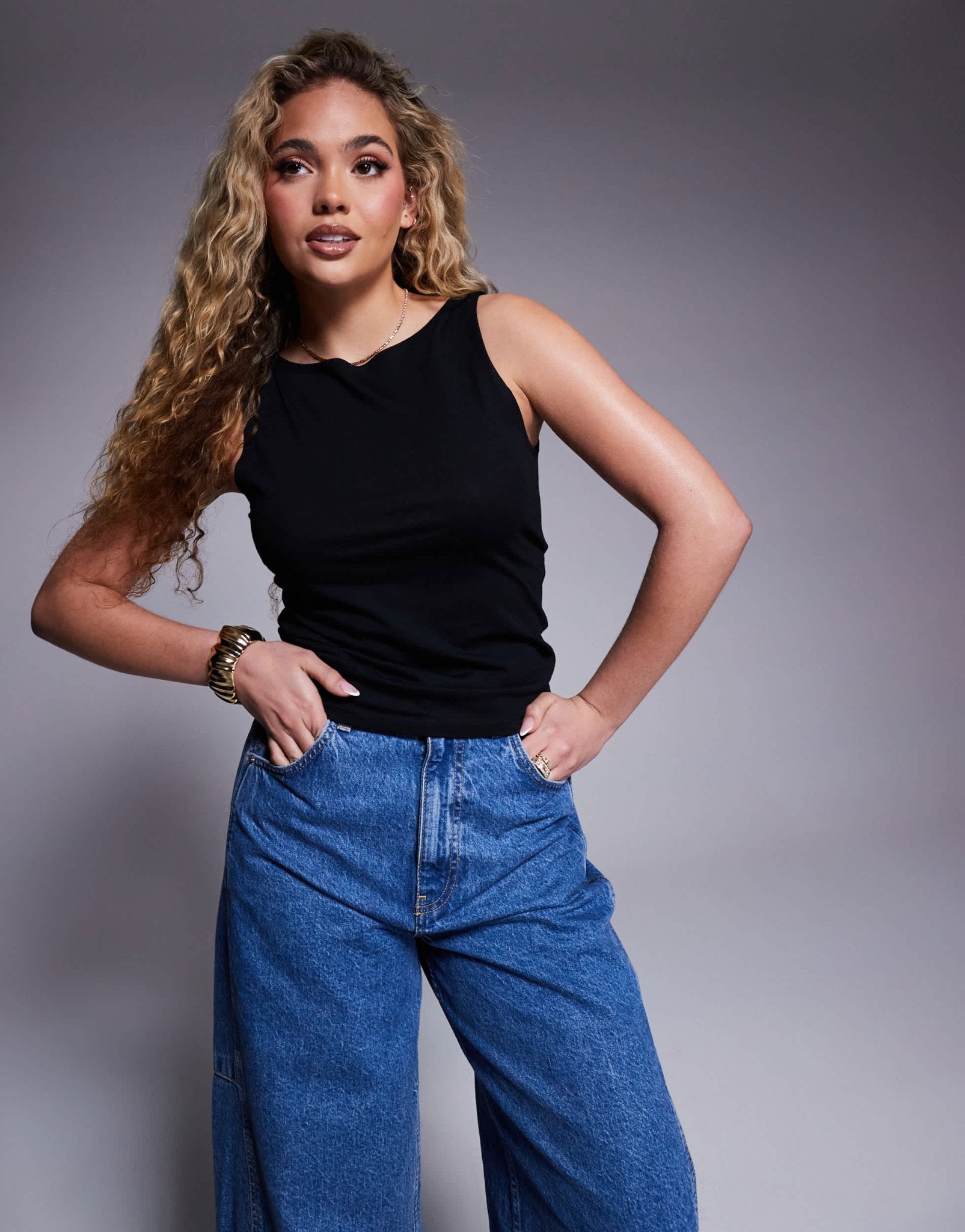 ASOS DESIGN cowl neck drape t-shirt in black - ASOS Sample Sale EU Store