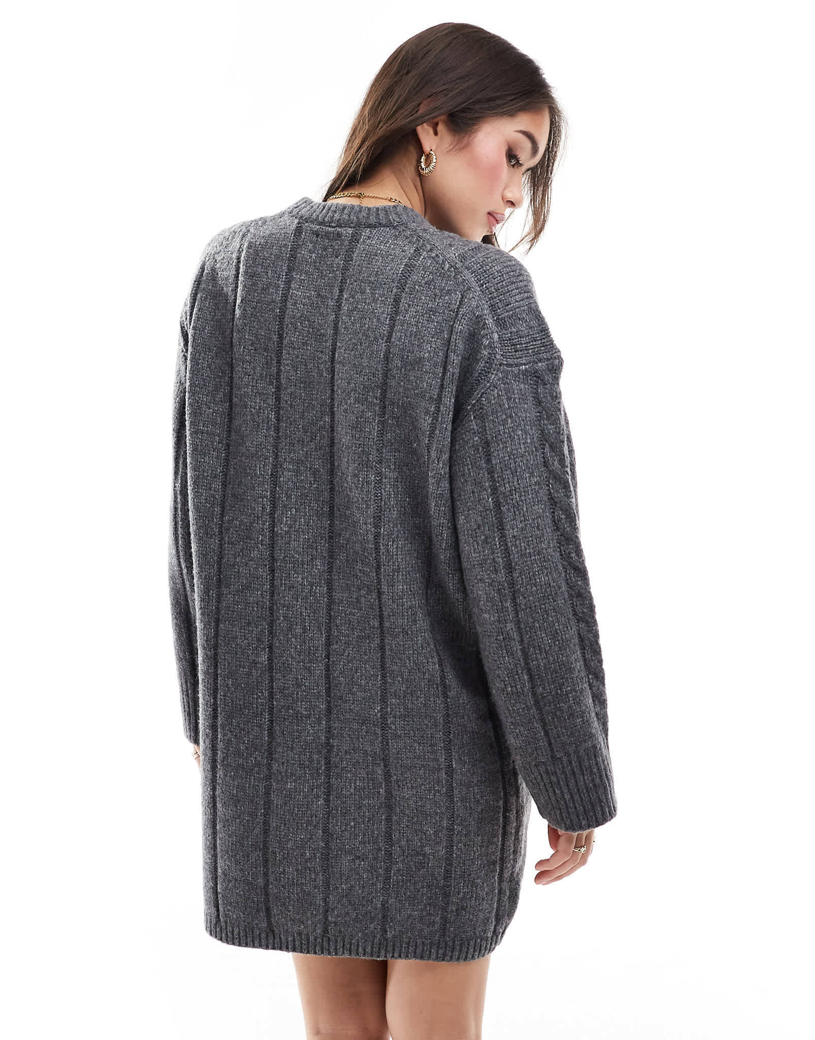 ASOS DESIGN crew neck cable mini dress charcoal - ASOS Sample Sale EU Store