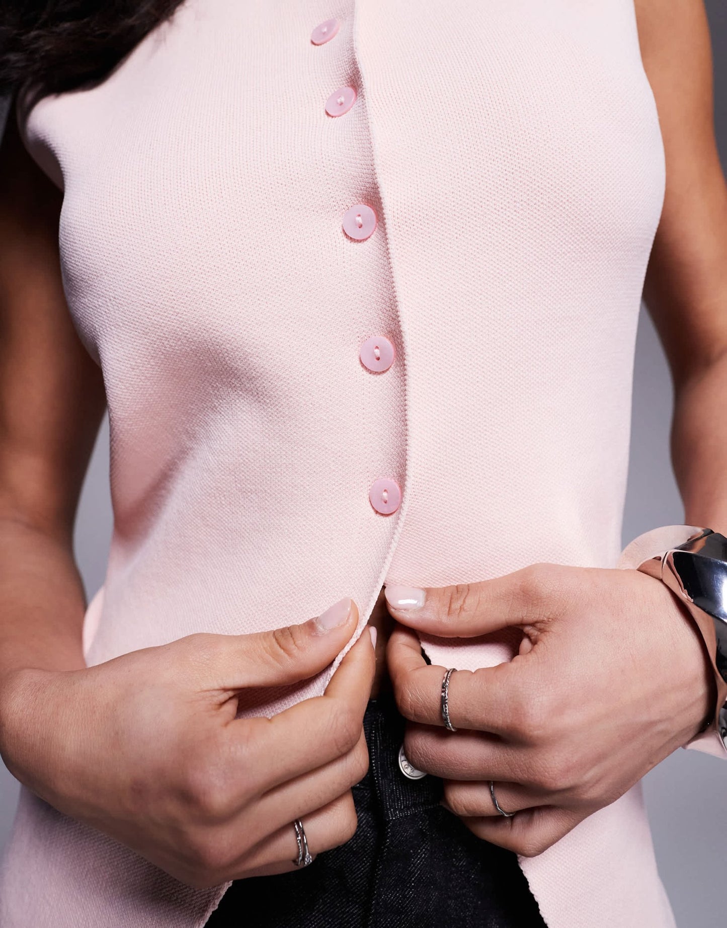 ASOS DESIGN crew neck compact knit waistcoat in soft pink - ASOS Sample Sale EU Store