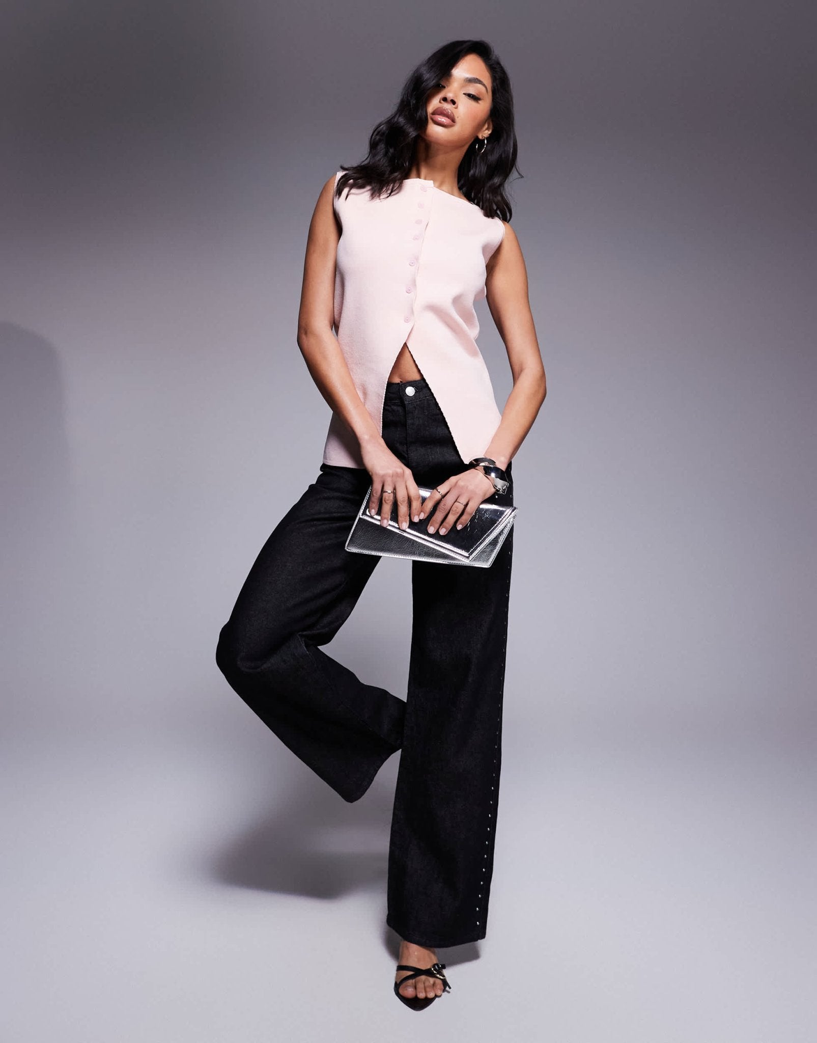 ASOS DESIGN crew neck compact knit waistcoat in soft pink - ASOS Sample Sale EU Store