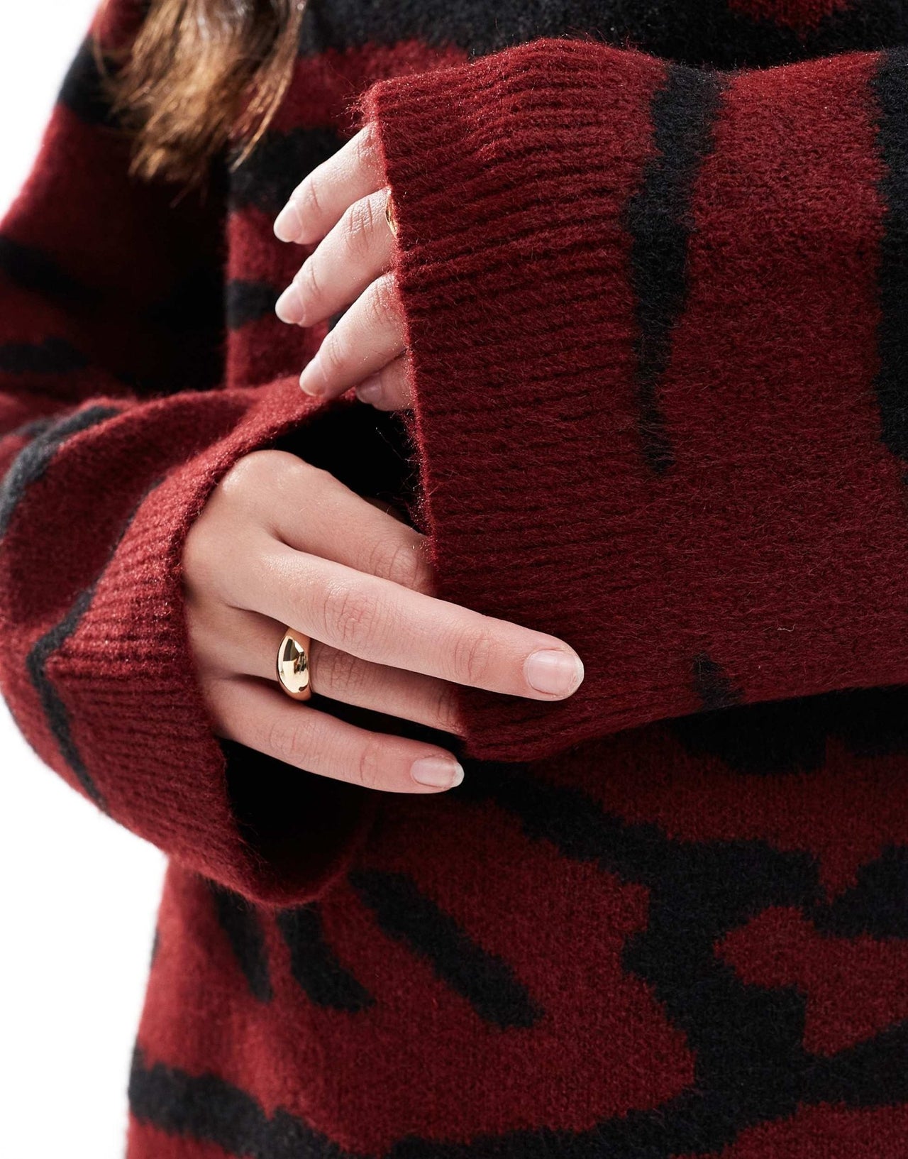 ASOS DESIGN crew neck jumper in burgundy zebra print - ASOS Sample Sale EU Store
