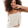 ASOS DESIGN crinkle linen look square neck cami top in natural