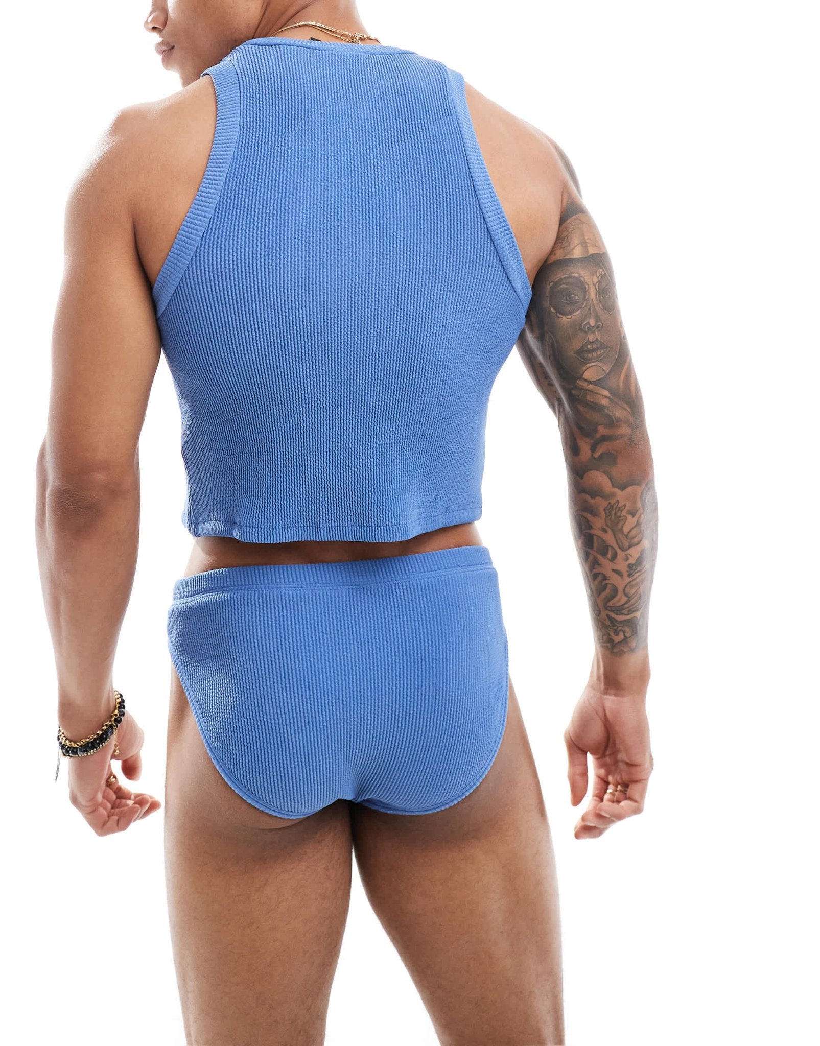 ASOS DESIGN crinkle vest in blue - ASOS Sample Sale EU Store