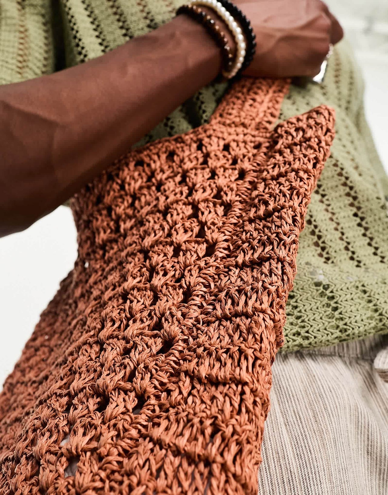 ASOS DESIGN crochet tote bag in brown - ASOS Sample Sale EU Store