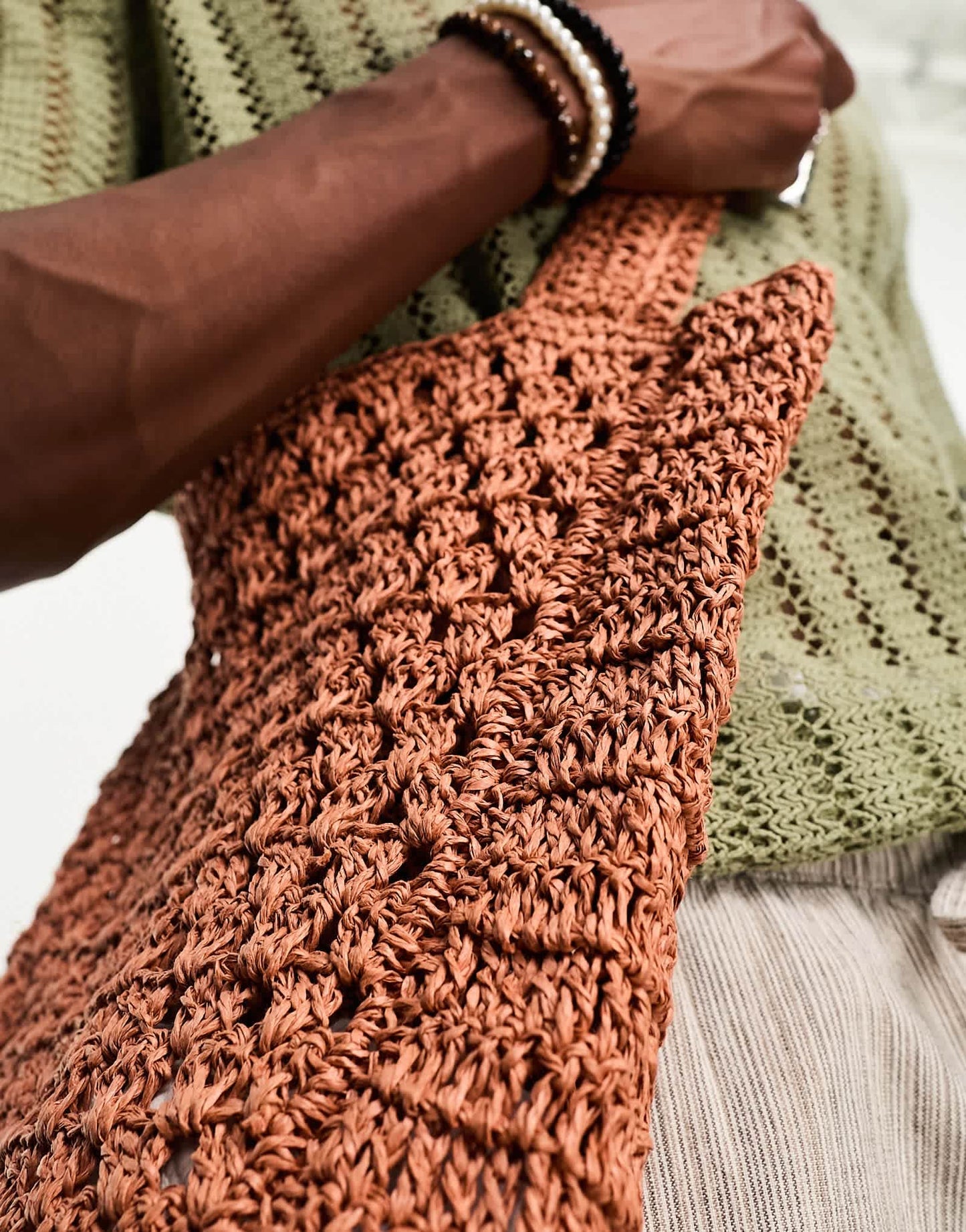 ASOS DESIGN crochet tote bag in brown - ASOS Sample Sale EU Store