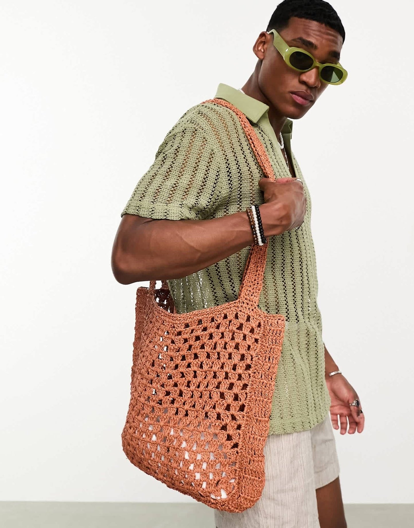 ASOS DESIGN crochet tote bag in brown - ASOS Sample Sale EU Store