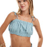 Top corto con volant e dettaglio nodo coordinato ASOS DESIGN blu
