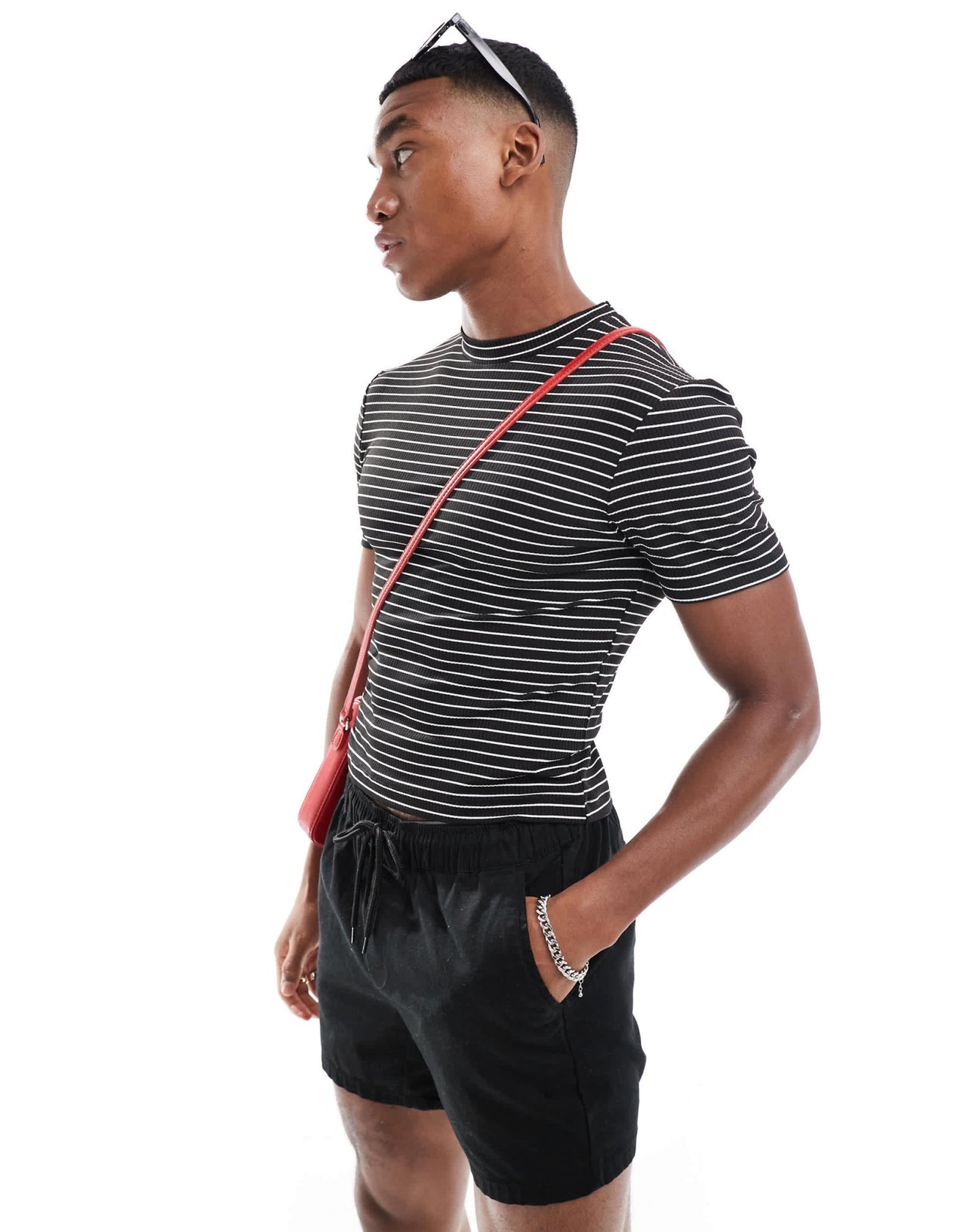 ASOS DESIGN cropped muscle t-shirt in ribbed stripe - ASOS Sample Sale EU Store