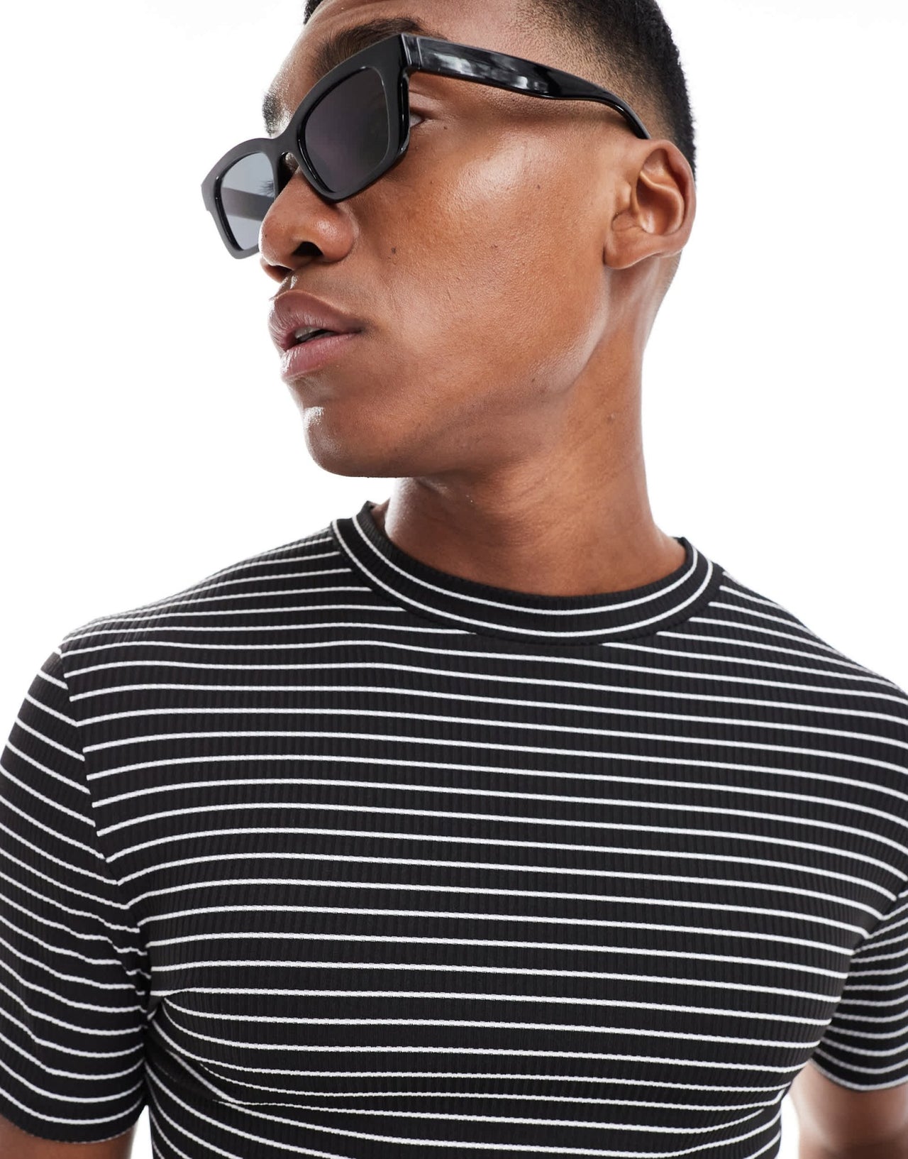 ASOS DESIGN cropped muscle t-shirt in ribbed stripe - ASOS Sample Sale EU Store
