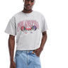 T-shirt oversize raccourci ASOS DESIGN gris chiné avec imprimé poitrine