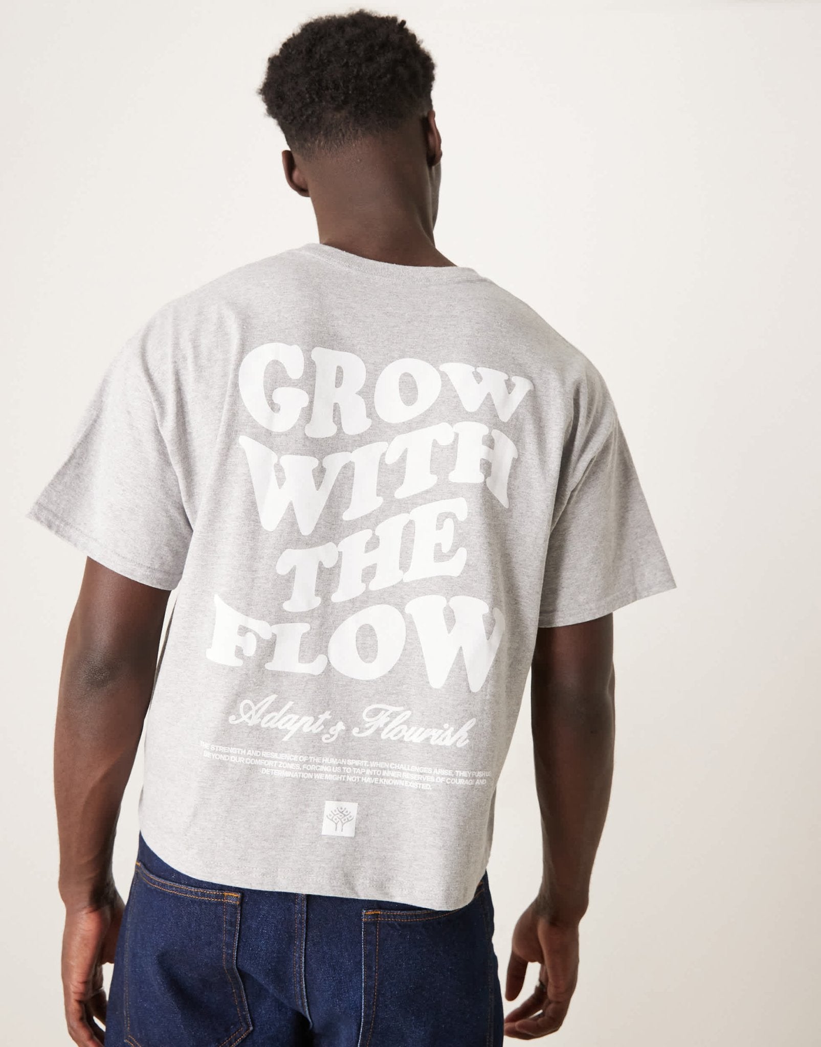ASOS DESIGN cropped oversized t-shirt with text graphic in grey marl - ASOS Sample Sale EU Store