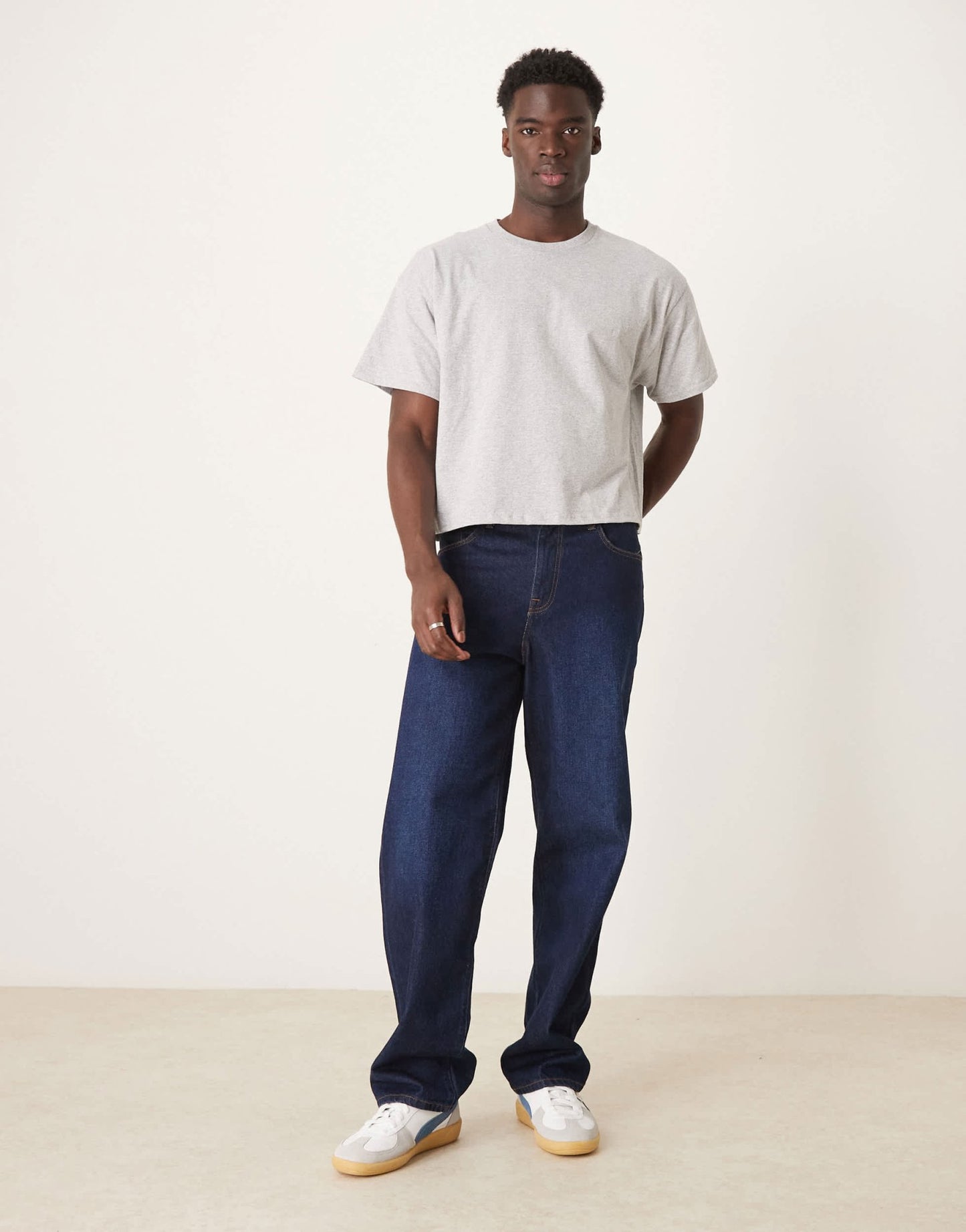 ASOS DESIGN cropped oversized t-shirt with text graphic in grey marl - ASOS Sample Sale EU Store
