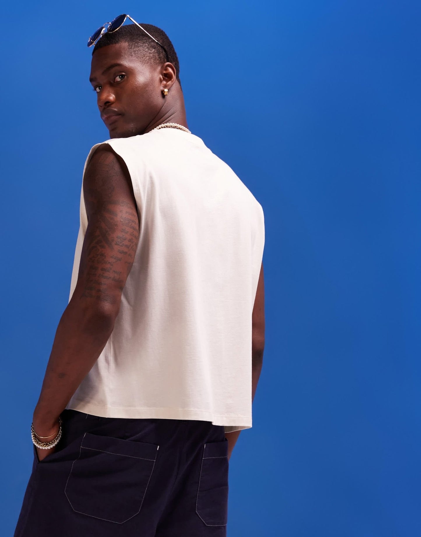ASOS DESIGN cropped oversized vest in beige with compass chest print - ASOS Sample Sale EU Store