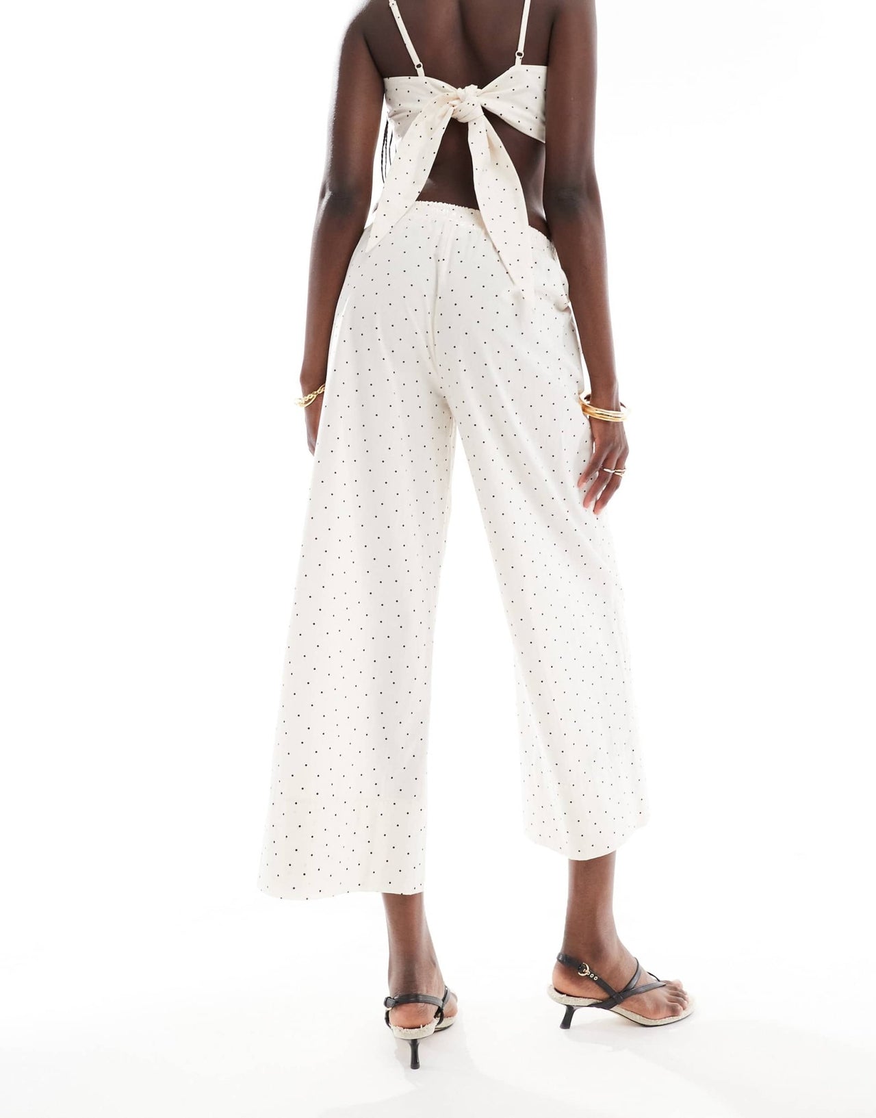 ASOS DESIGN cropped pull on poplin trousers co - ord in white spot - ASOS Sample Sale EU Store