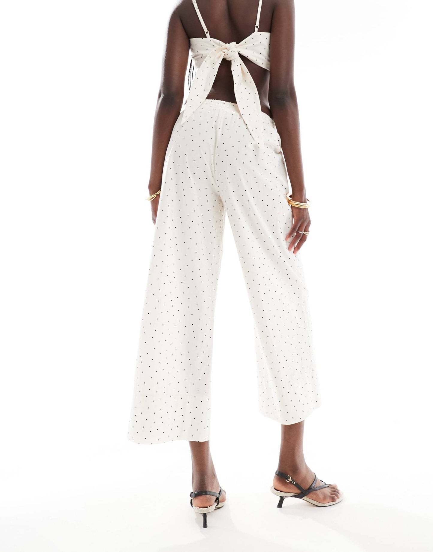 ASOS DESIGN cropped pull on poplin trousers co - ord in white spot - ASOS Sample Sale EU Store