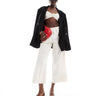 ASOS DESIGN cropped pull on poplin trousers co-ord in white spot