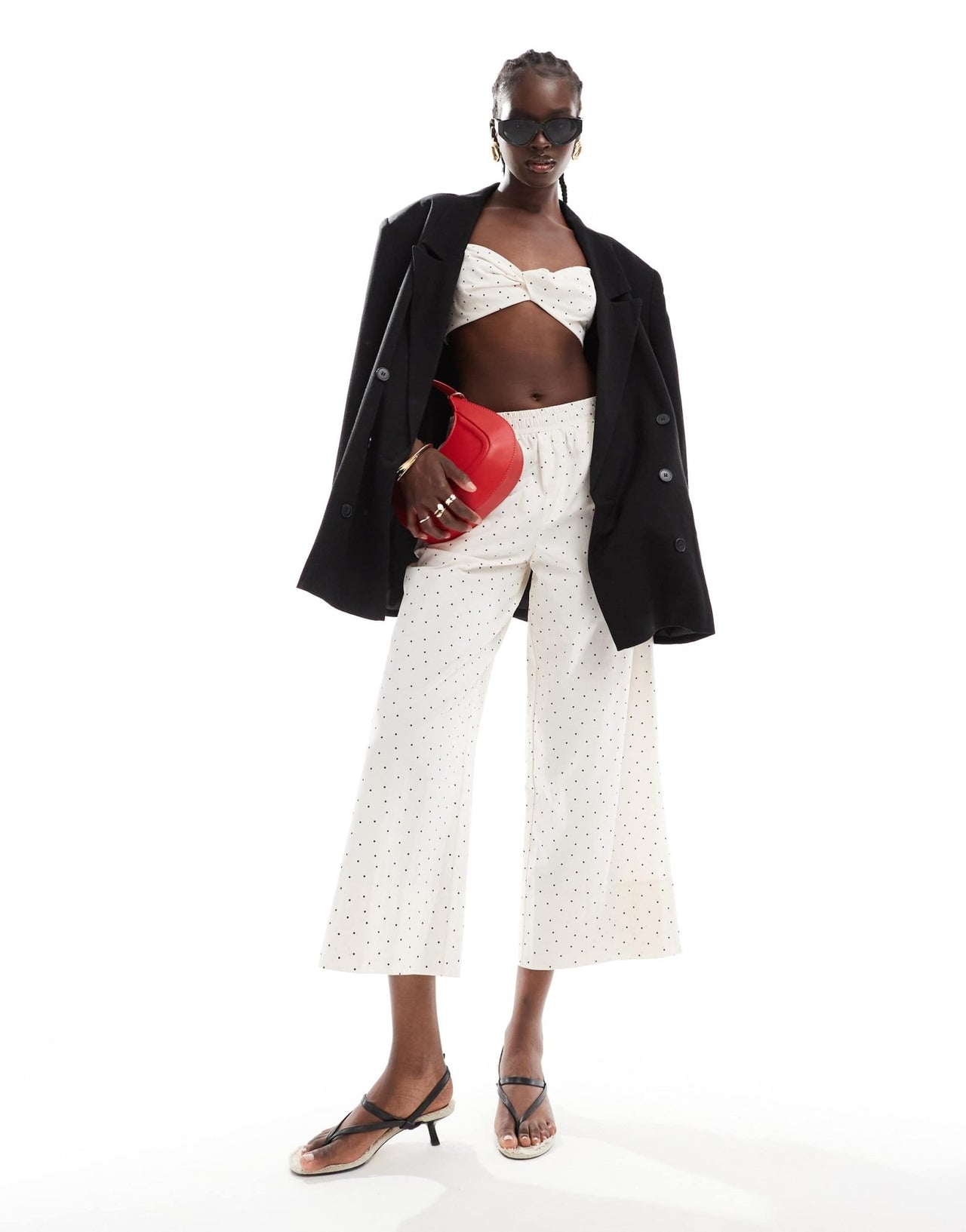 ASOS DESIGN cropped pull on poplin trousers co - ord in white spot - ASOS Sample Sale EU Store