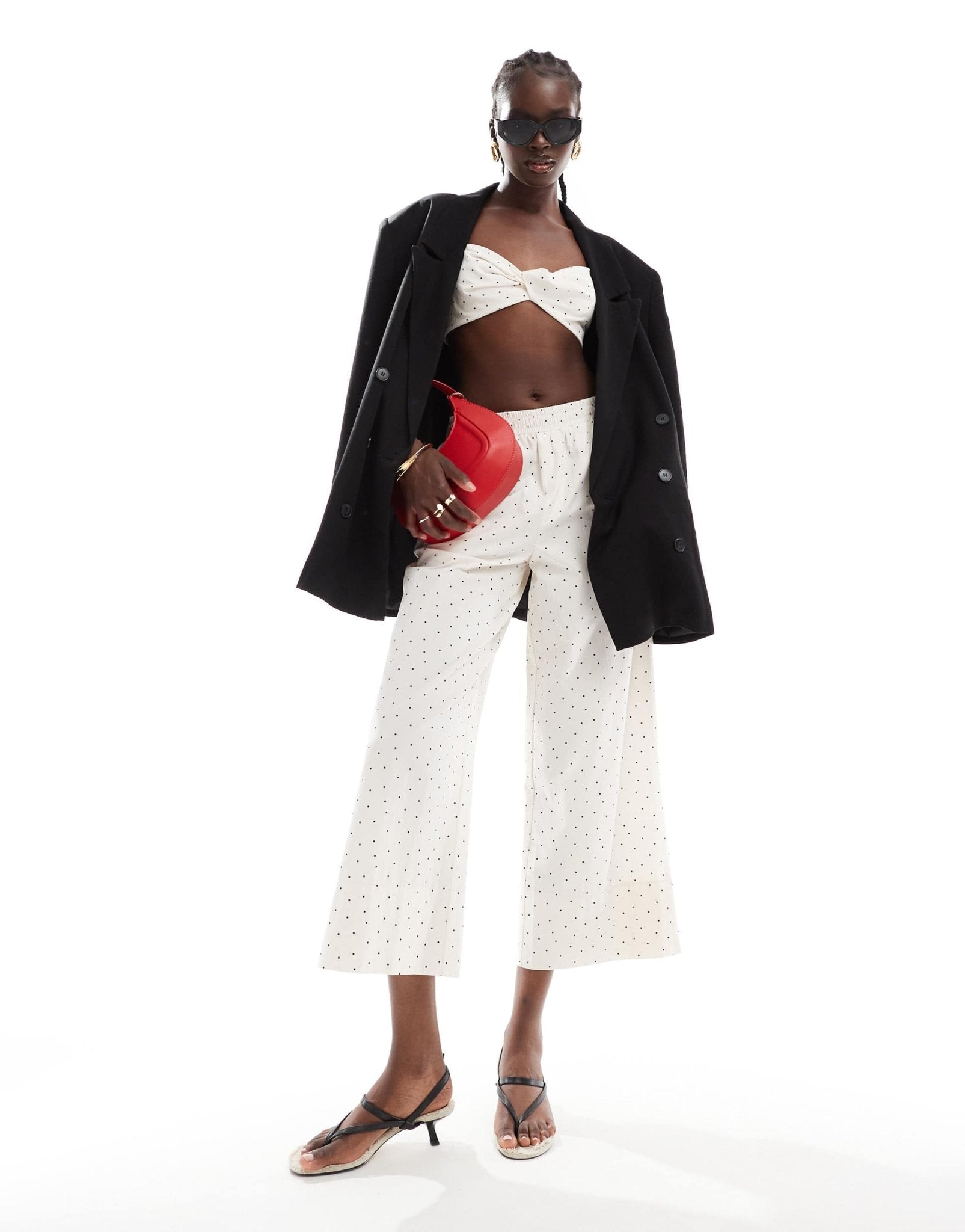 ASOS DESIGN cropped pull on poplin trousers co - ord in white spot - ASOS Sample Sale EU Store