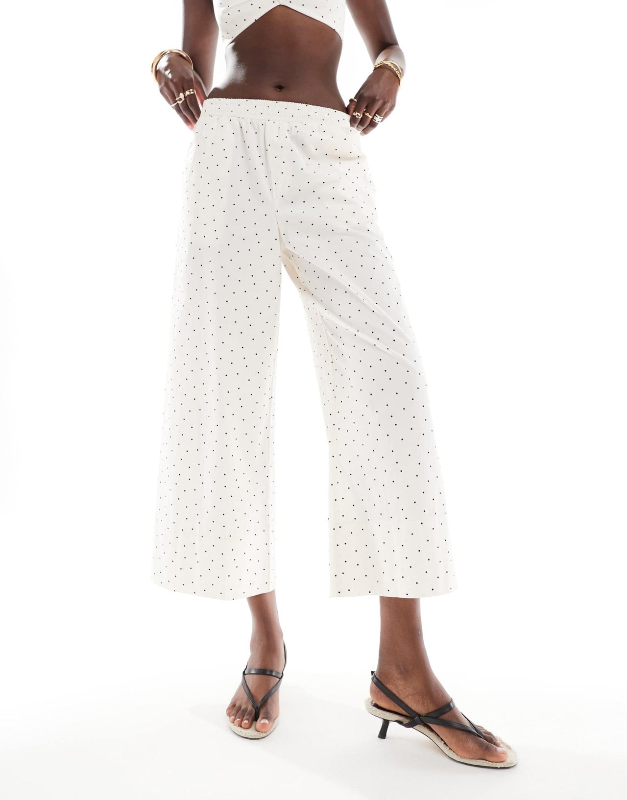 ASOS DESIGN cropped pull on poplin trousers co - ord in white spot - ASOS Sample Sale EU Store