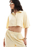 ASOS DESIGN cropped shirt with linen in washed buttermilk co-ord