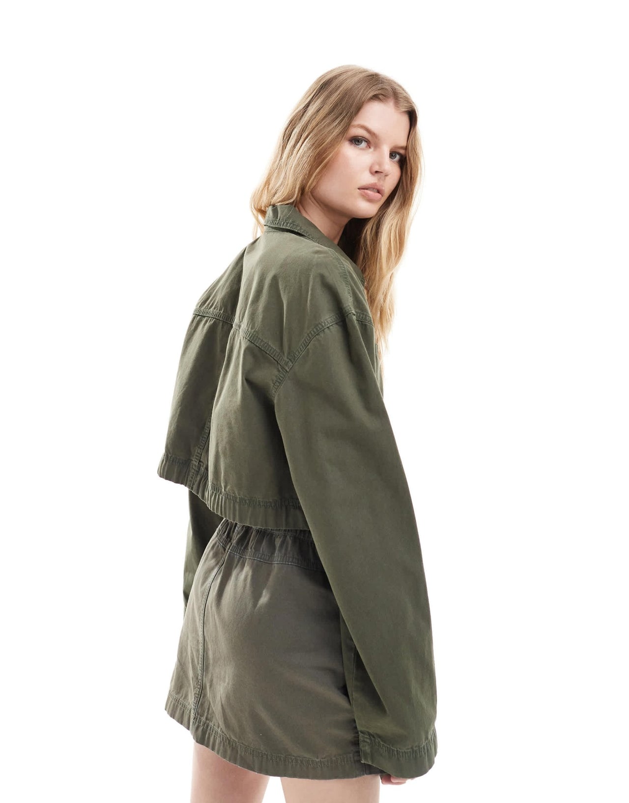 ASOS DESIGN cropped shirt with utility pockets in washed khaki co - ord - ASOS Sample Sale EU Store