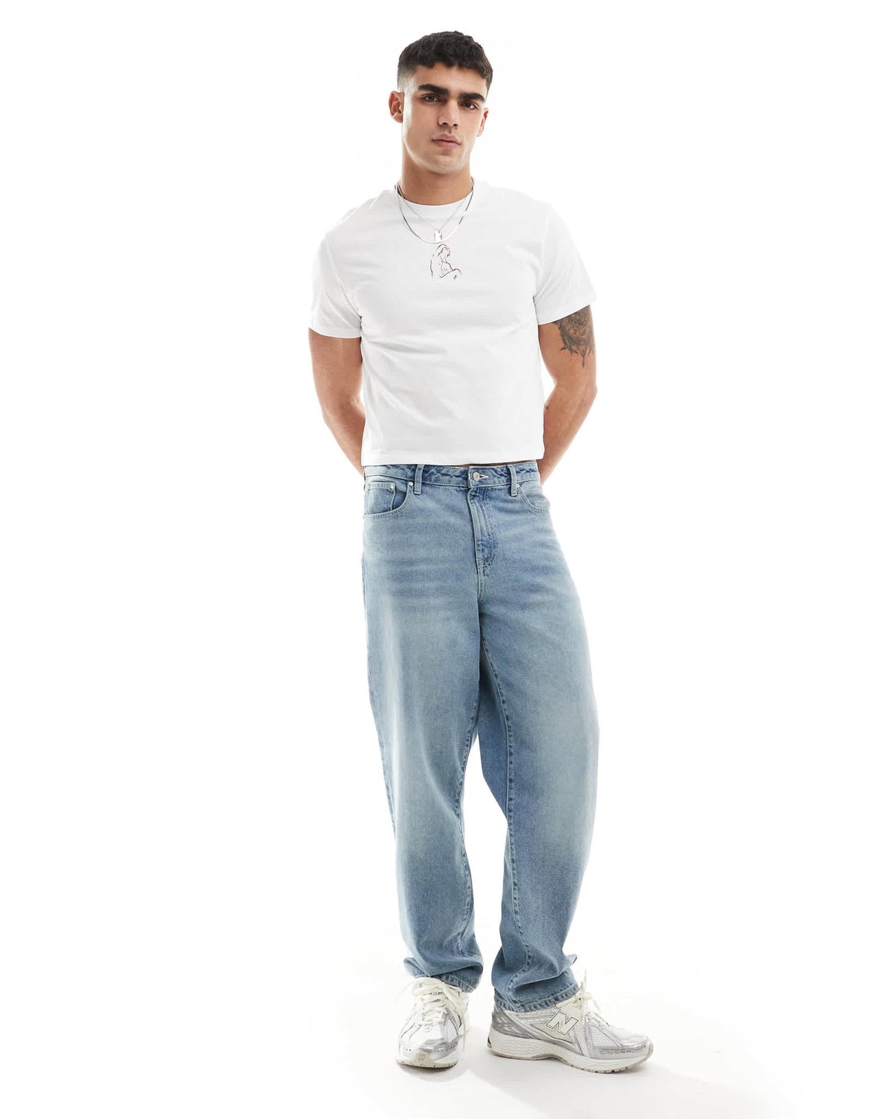 ASOS DESIGN cropped t-shirt in white with line drawing statue prints - ASOS Sample Sale EU Store