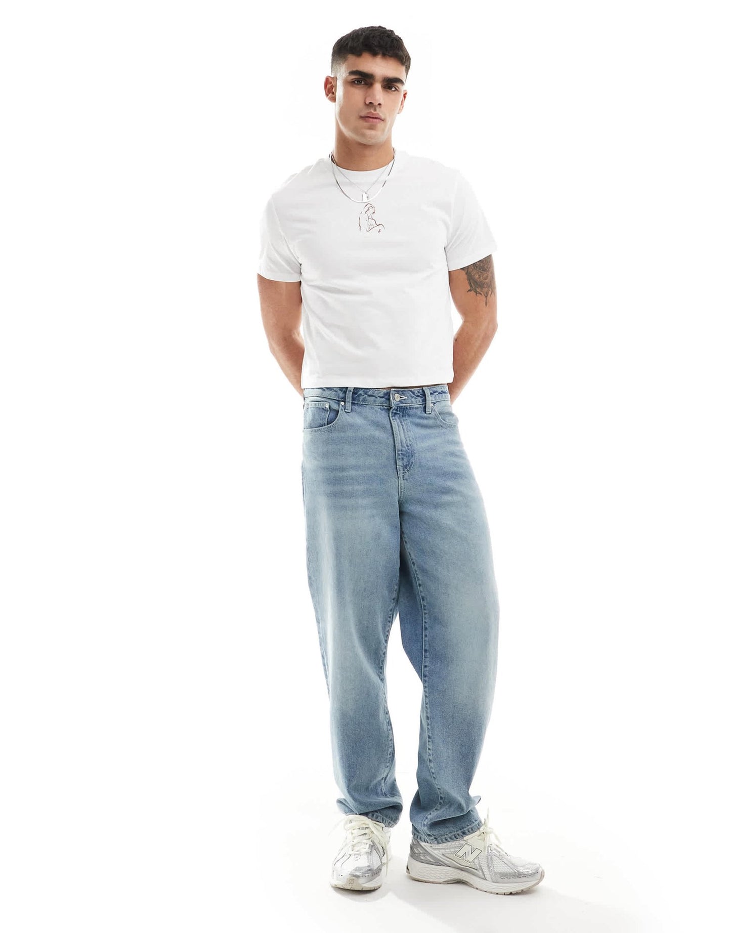 ASOS DESIGN cropped t-shirt in white with line drawing statue prints - ASOS Sample Sale EU Store