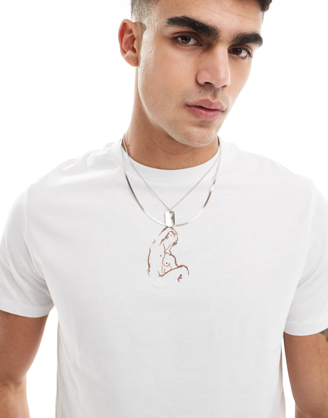 ASOS DESIGN cropped t-shirt in white with line drawing statue prints - ASOS Sample Sale EU Store