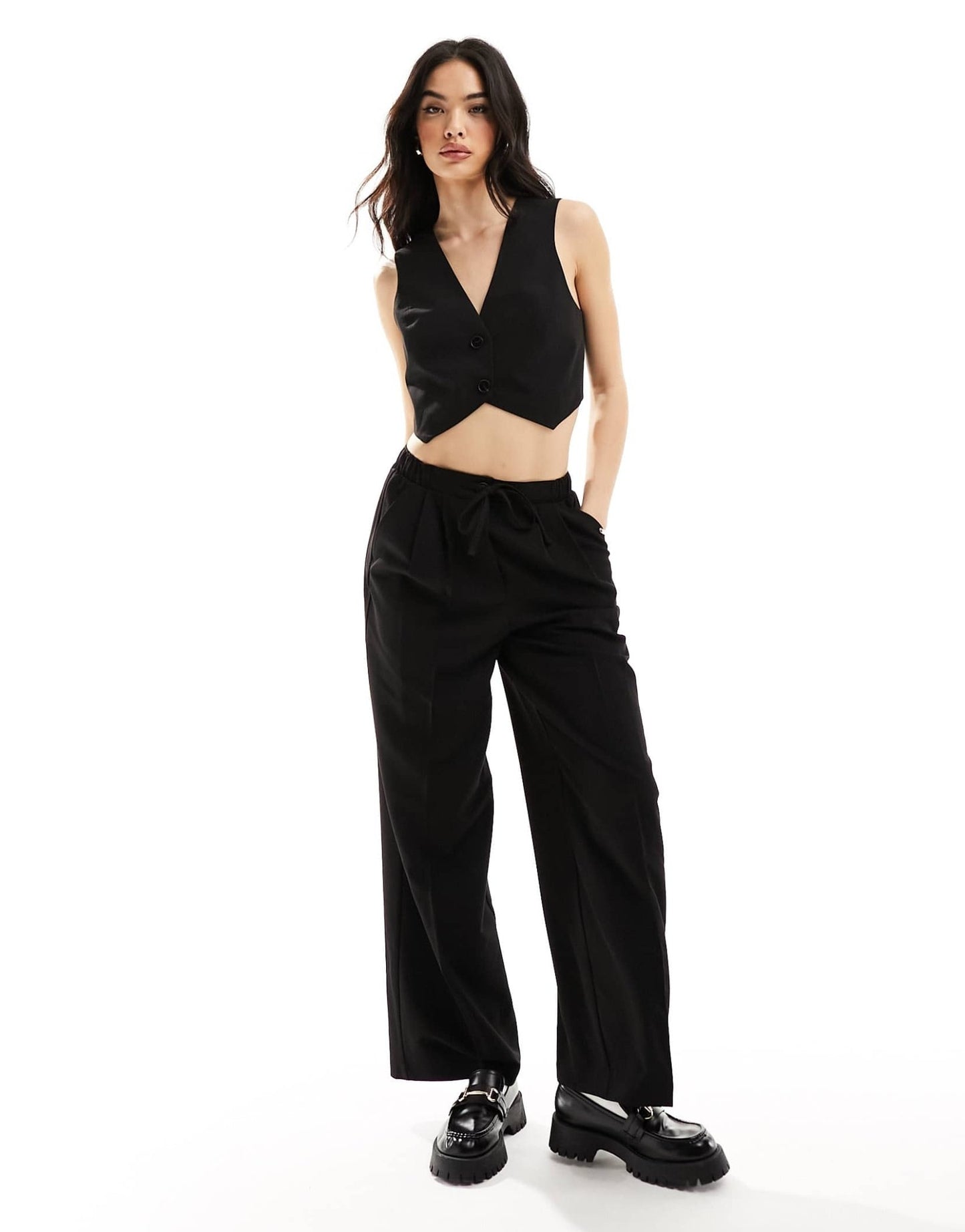 ASOS DESIGN cropped tailored waistcoat in black - ASOS Sample Sale EU Store