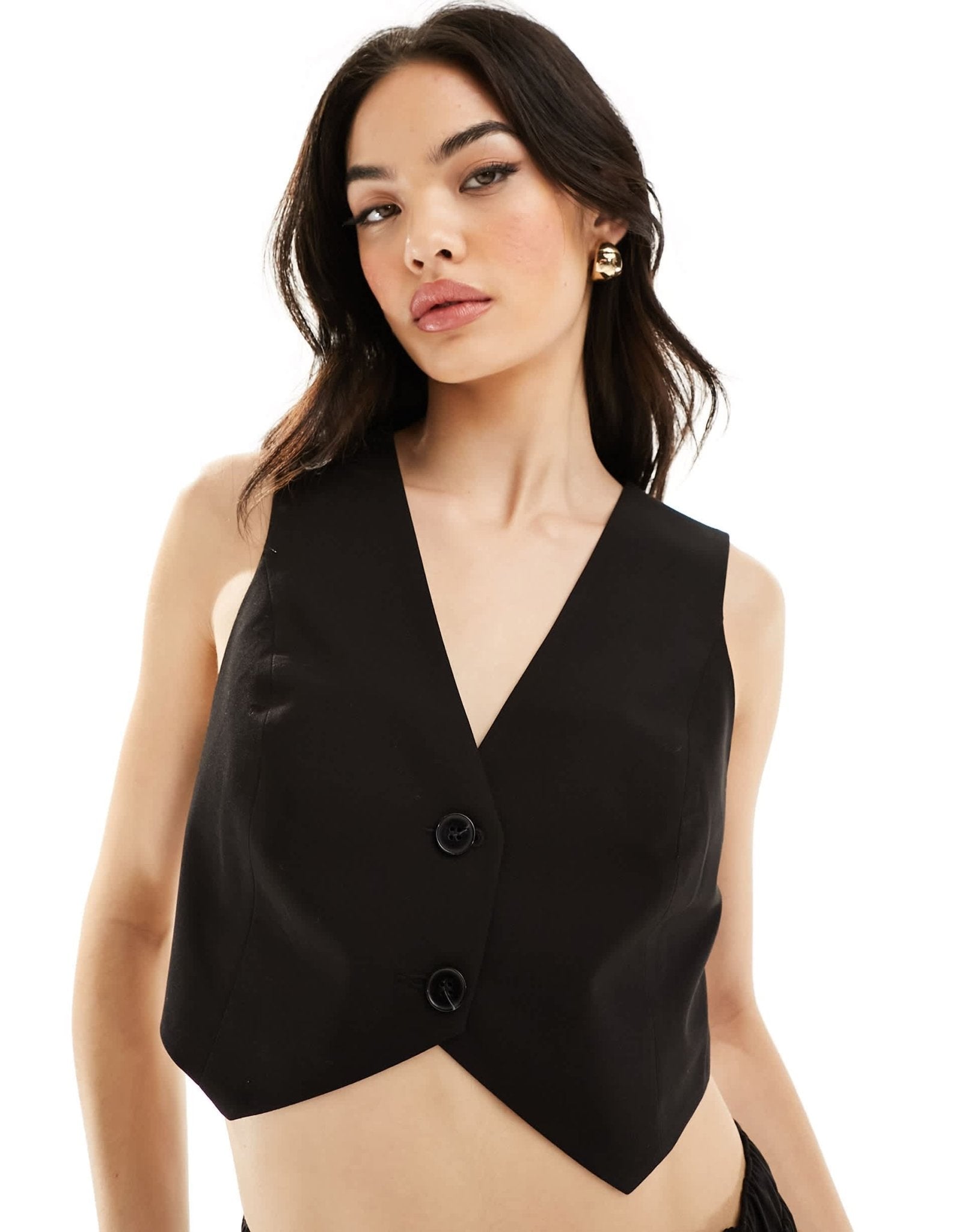 ASOS DESIGN cropped tailored waistcoat in black - ASOS Sample Sale EU Store